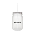 Mason Jar 12oz NOYU CAFÉ packshot — verre soufflé couvercle bambou et paille verre réutilisable
