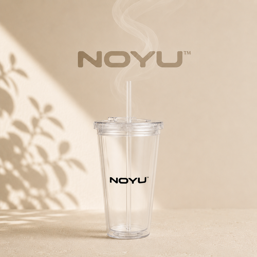 Gobelet Iced Coffee 16oz NOYU CAFÉ — reusable iced cup double-paroi transparent avec paille