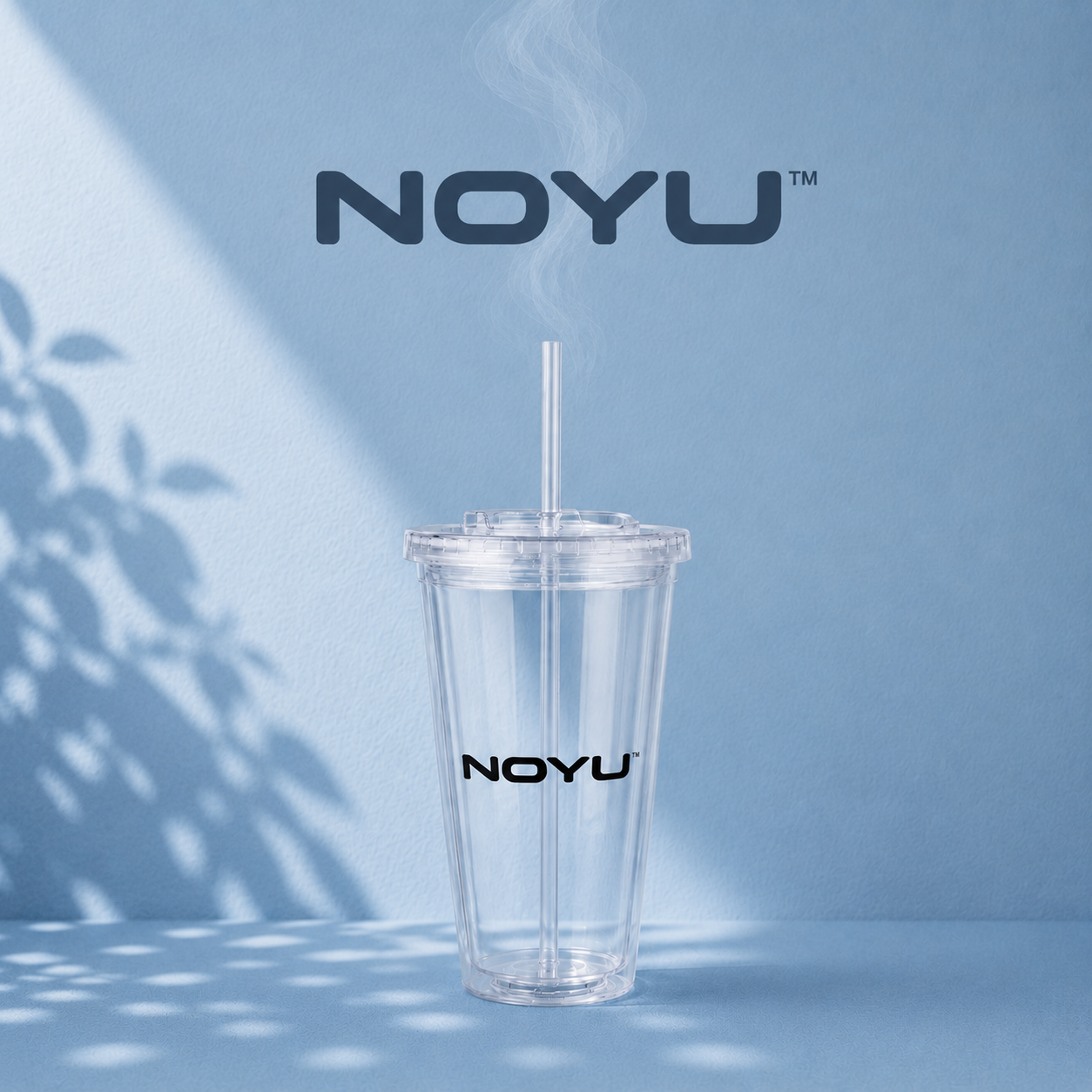 Gobelet Iced Coffee NOYU 16oz vue détail couvercle vissé et paille — reusable iced tumbler