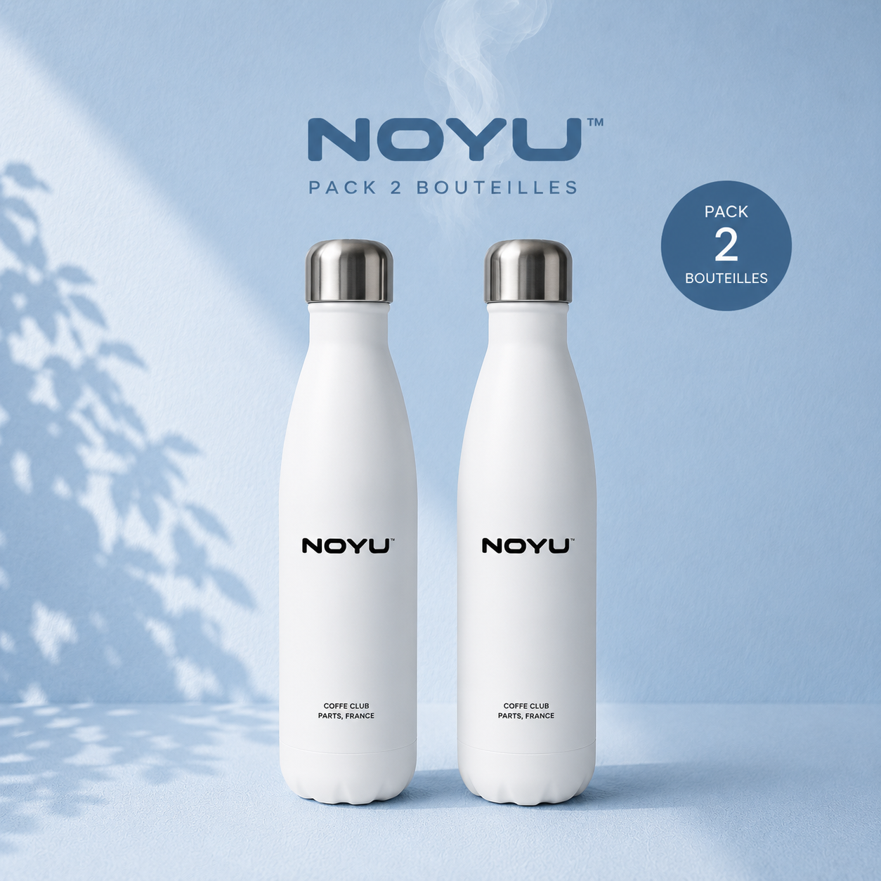 Pack Duo NOYU bouteilles isothermes 17oz mockup — slim leak-proof stainless duo