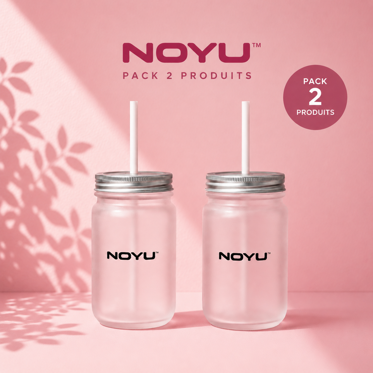 Pack 2 Mason Jars NOYU duo lifestyle table — aesthetic matcha glass copines slow morning