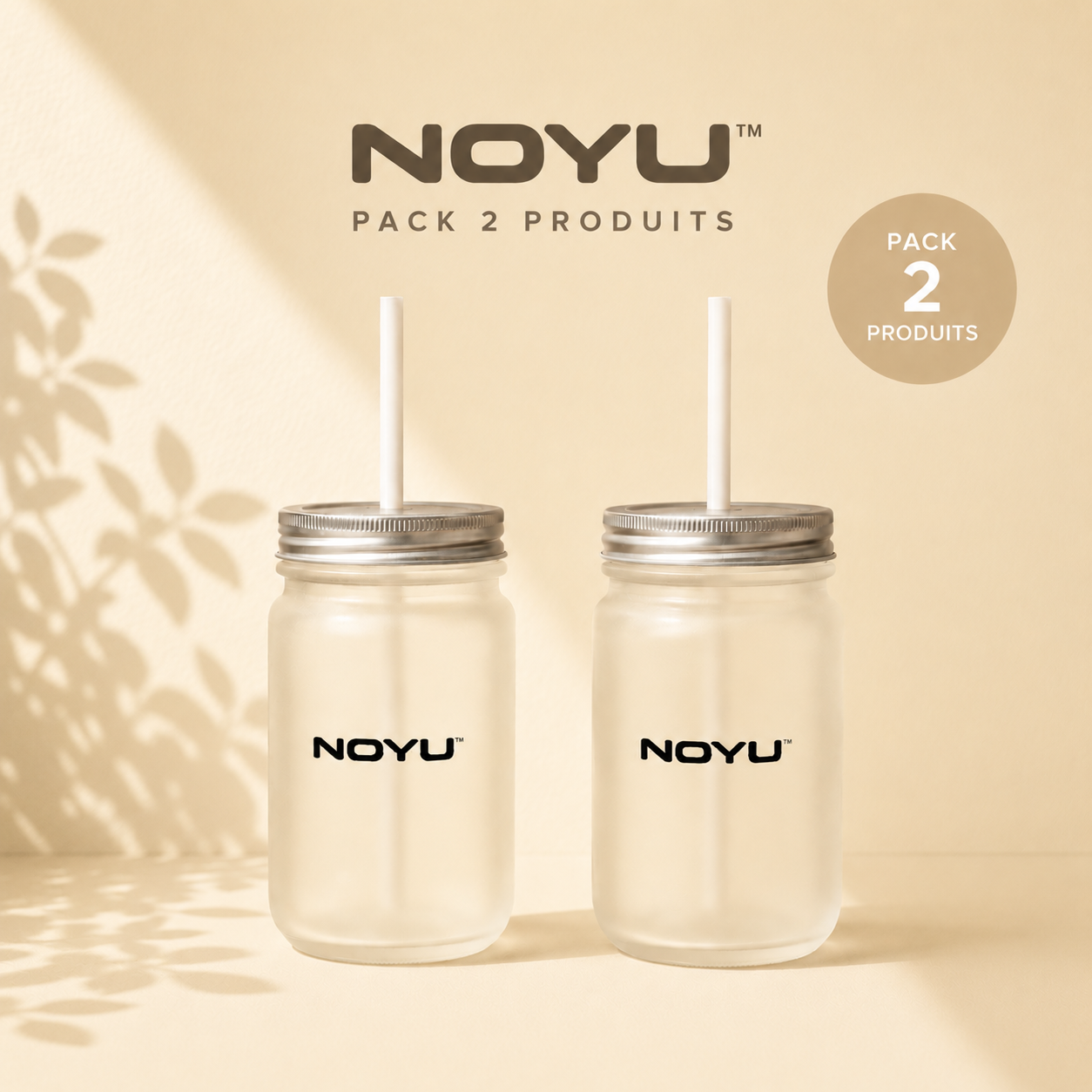 Pack Copines NOYU CAFÉ — duo 2 Mason Jars verre 12oz matcha glass cadeau aesthetic