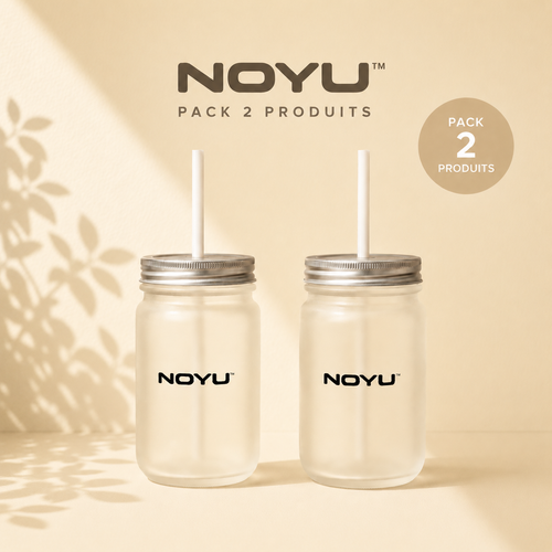 Pack Copines NOYU CAFÉ — duo 2 Mason Jars verre 12oz matcha glass cadeau aesthetic