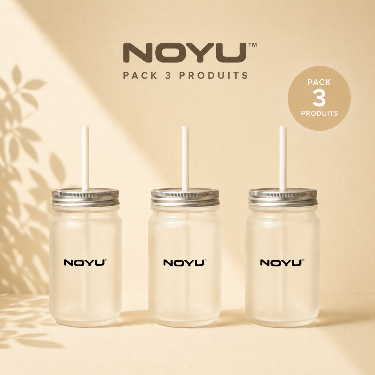 Pack Famille NOYU CAFÉ — trio 3 Mason Jars verre 12oz matcha glass cadeau sœurs